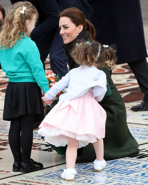 Kate Middleton wore Michael Kors dress, Sportsmax coat, Kiki McDonough earrings