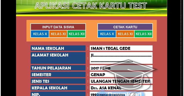 Aplikasi Cetak Kartu Test Jenjang Sma Format Excel ...
