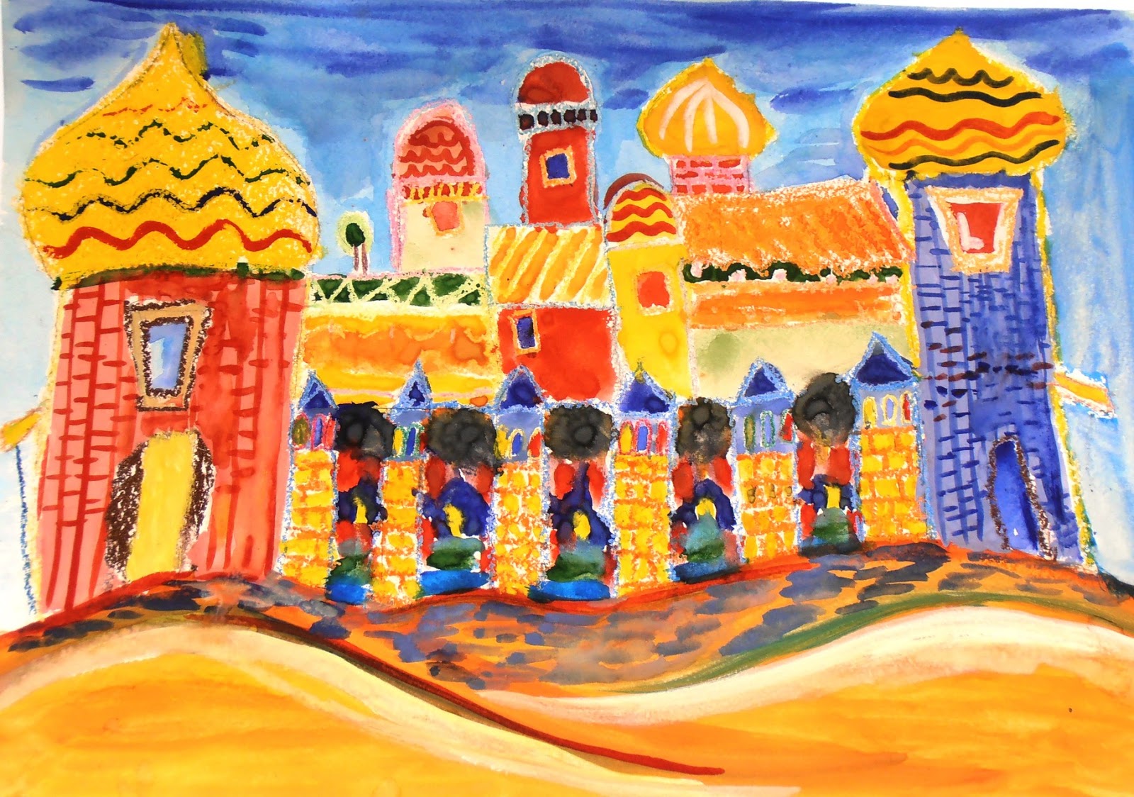 Конспект урока изо города в пустыне. Детский рисунок город. Сказочный город изо. Изо 4 класс. Древний город изо.