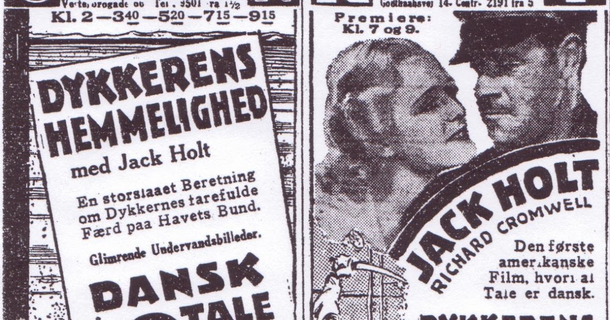 MED DANSK TALE DYKKERENS HEMMELIGHED (1931) Danske avisannoncer fra 1933