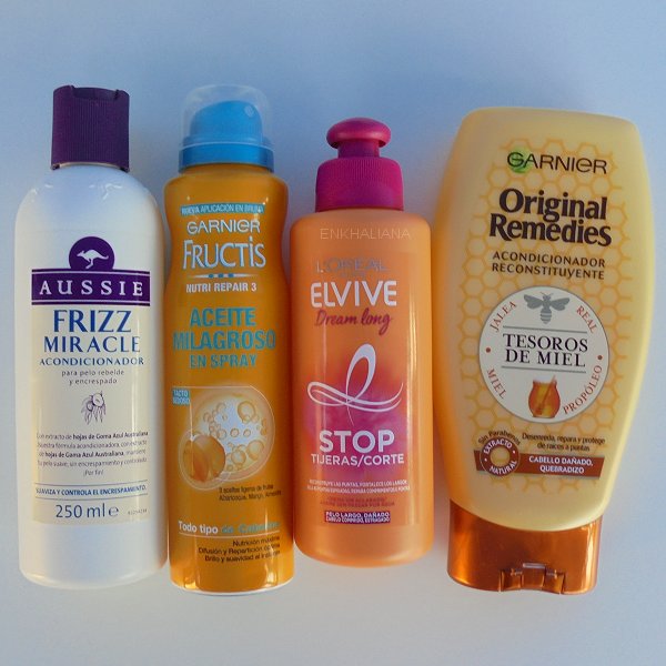 Acondicionador Aussie Frizz Miracle / Loreal Elvive Dream Long Stop Tijeras / Garnier Original Remedies Acondicionador Tesoros De Miel / Garnier Fructis Nutri Repair 3 Aceite Milagroso En Spray