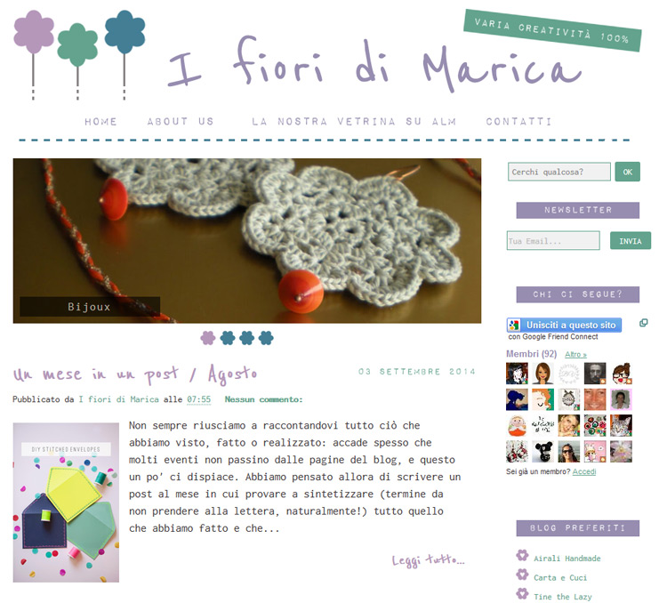 Tine the Lazy's Blog Design & Branding for 'I fiori di Marica' #blogdesign #branding #packaging Blog Design per 'I fiori di Marica'