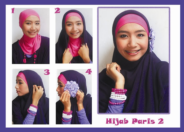 Foto gambar model jilbab paris untuk wajah bulat terbaru 2016 dan cara memakainya