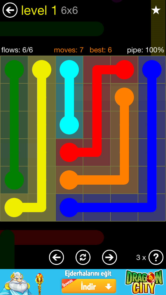 FlowFreeSolutions (Çözümleri) Regular Pack 6x6 Level 1 Solution