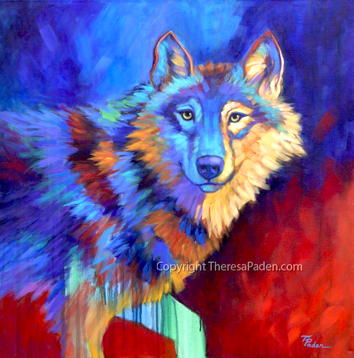 California Artwork Large Contemporary Wolf Painting By Theresa Paden Large Contemporary Wolf Painting By Theresa Paden