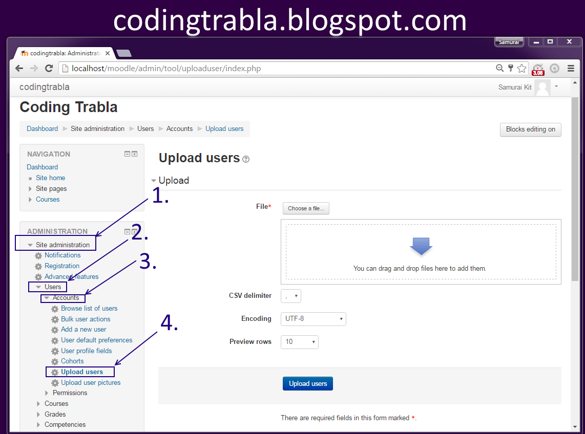Csv Format Moodle | codingtrabla moodle 3 1 1 upload users from csv file Csv Format Moodle | codingtrabla moodle 3 1 1 upload users from csv file