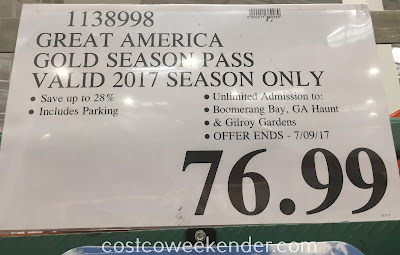 Deal for the 2017 Great America Gold Season Pass at Costco