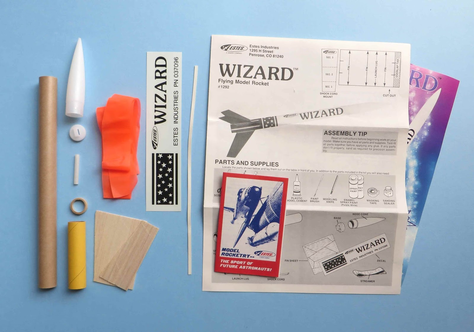 Model Rocket Building Estes Wizard 1292 Build, Part 1, Parts