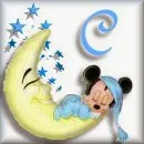 Alfabeto de Mickey Bebé durmiendo en la luna C.