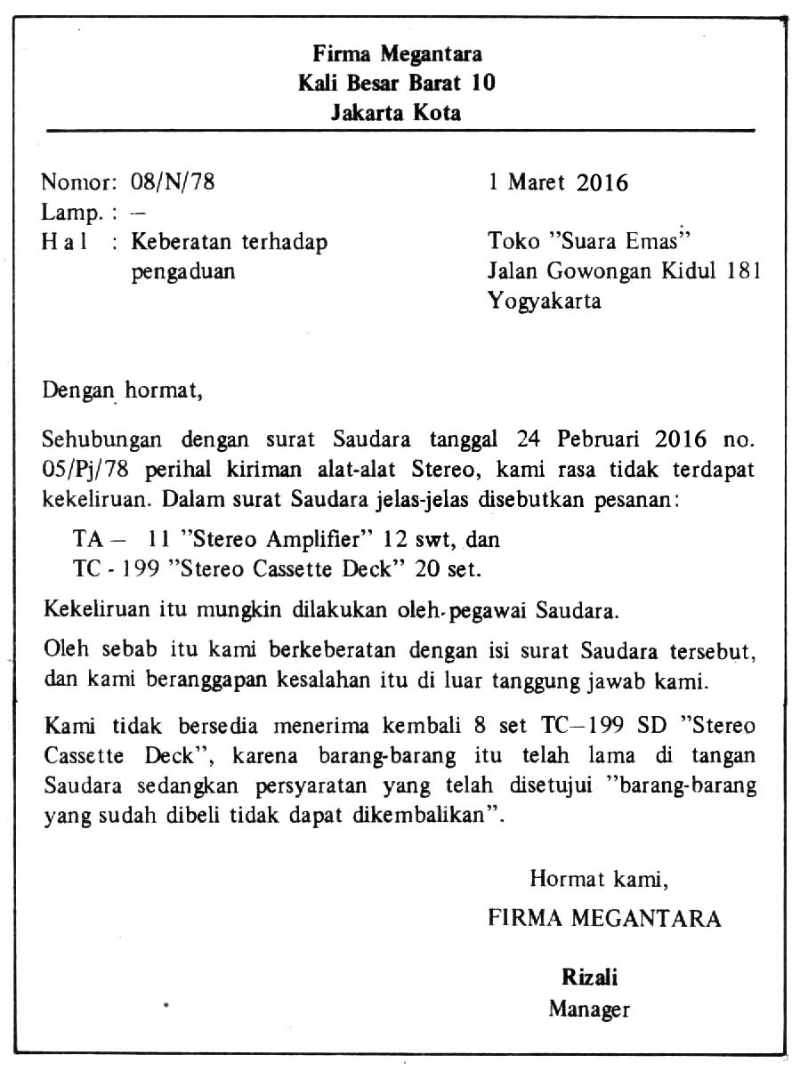 Contoh Surat Pengaduan So Aja