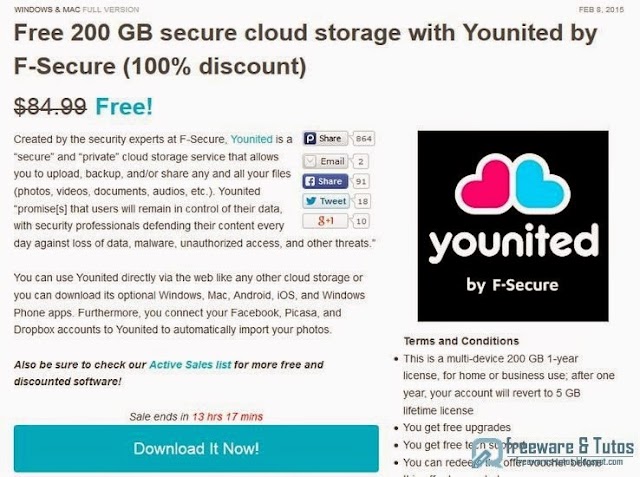 Offre promotionnelle : 200 Go gratuits dans le cloud avec le service Younited !