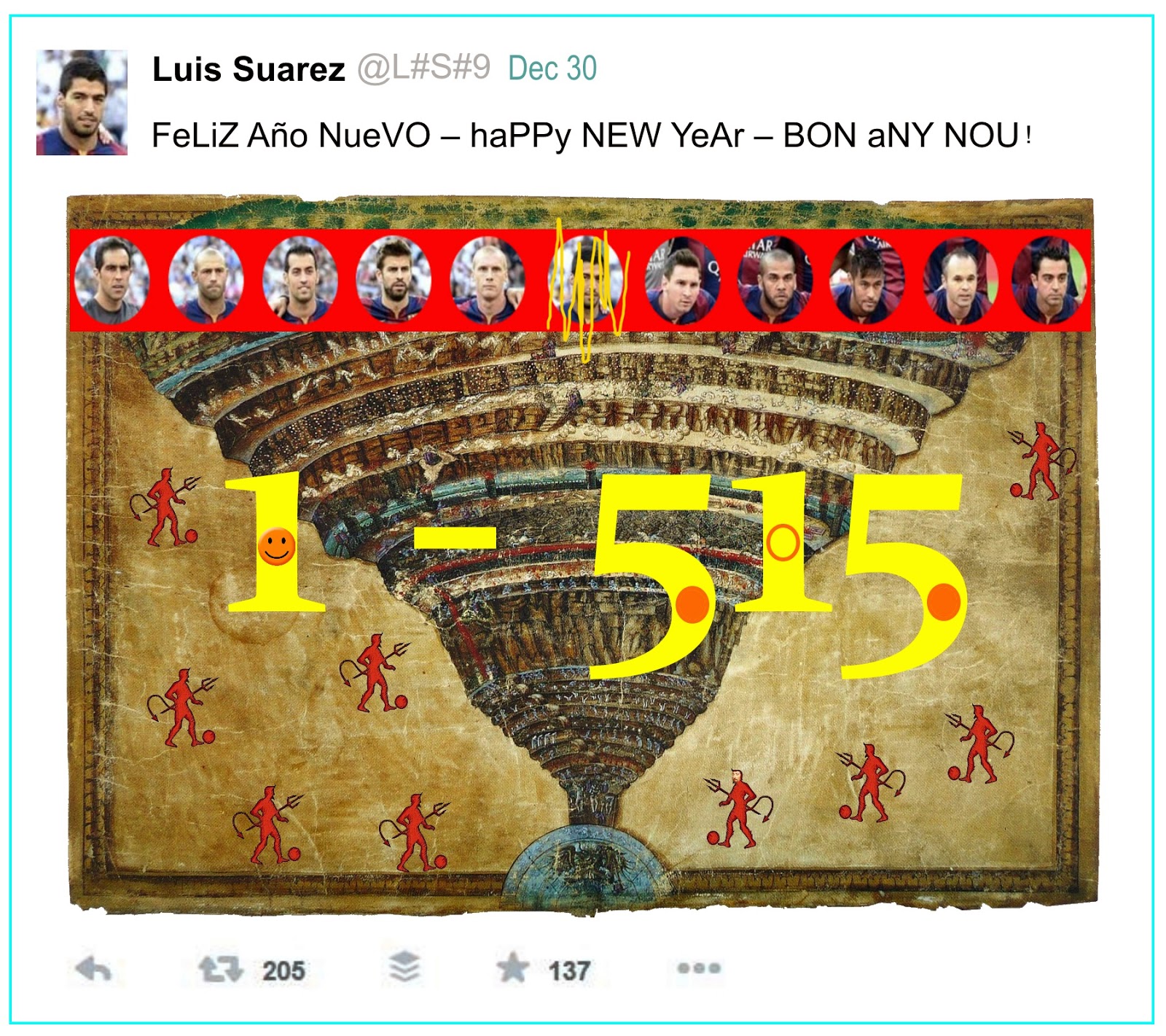 Felicitación del nuevo año 2015 de Luis Suárez.