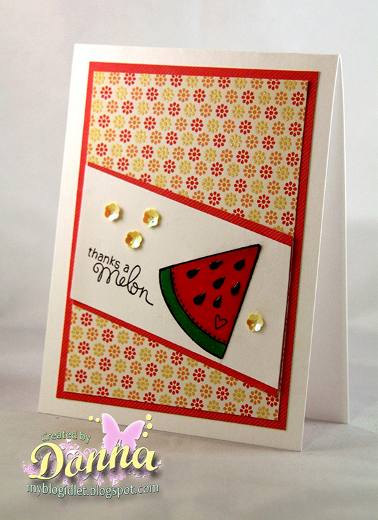 Melon thank you card by Donna Idlet for Newton's Nook Designs | Sweet Summer Stamp set