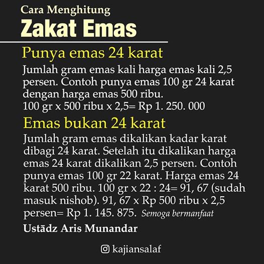 Cara Mudah Menghitung Zakat Emas Kajian Salaf
