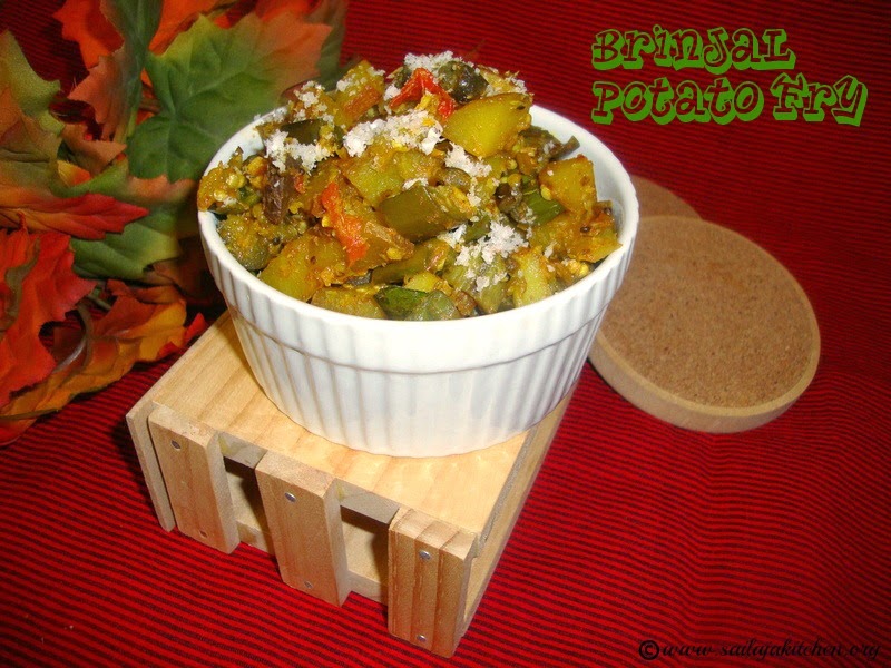 images for Brinjal Potato Fry / Vankaya Bangaladumpa Vepudu / Aloo Baingan Ki Sabzi / Eggplant Potato Curry Recipe