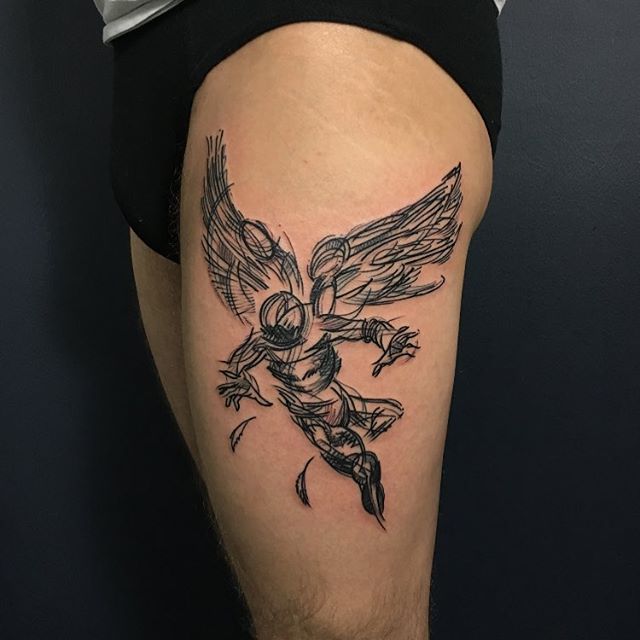 Black angel tattoo