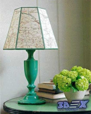 diy lampshade with maps, world map artwork, world map art decor and fixture