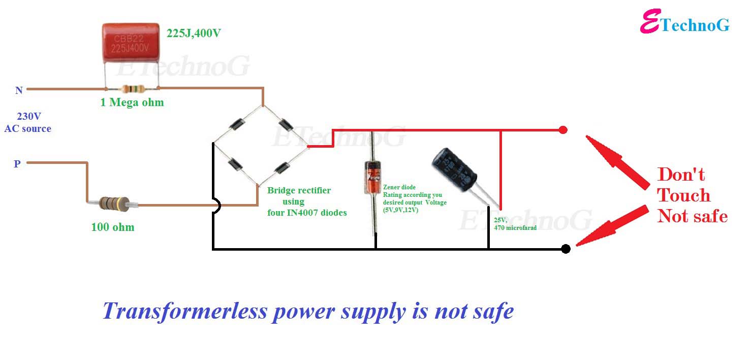 Transformerless Power Supply Circuit Diagram And Safety ETechnoG transformerless-power-supply-circuit-diagram-and-safety-etechnog
