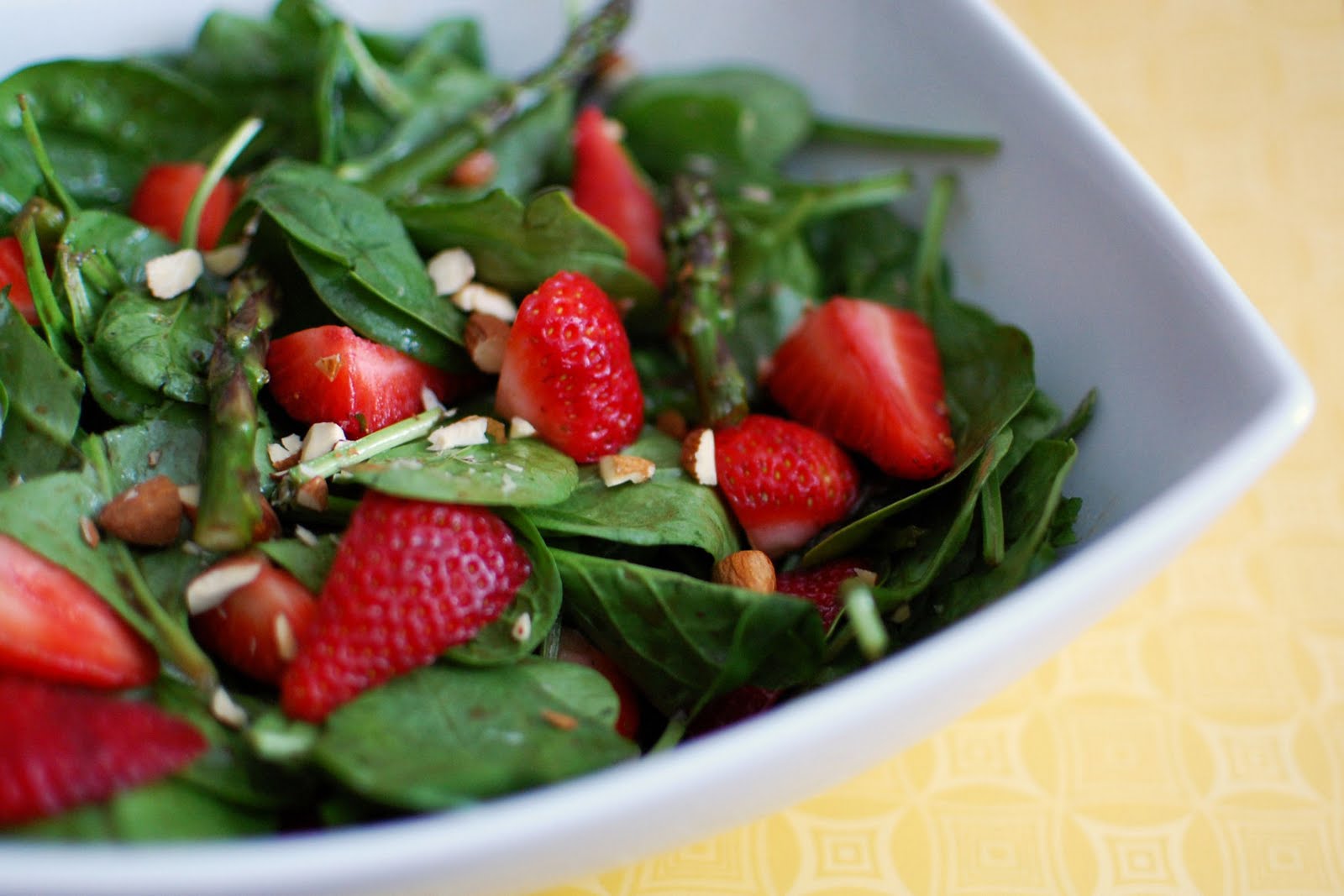New Age Soul Food Asparagus Arugula & Spinach Salad with Strawberries