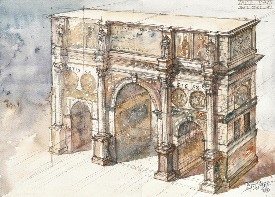 Как делать отмывку акварелью чертеж