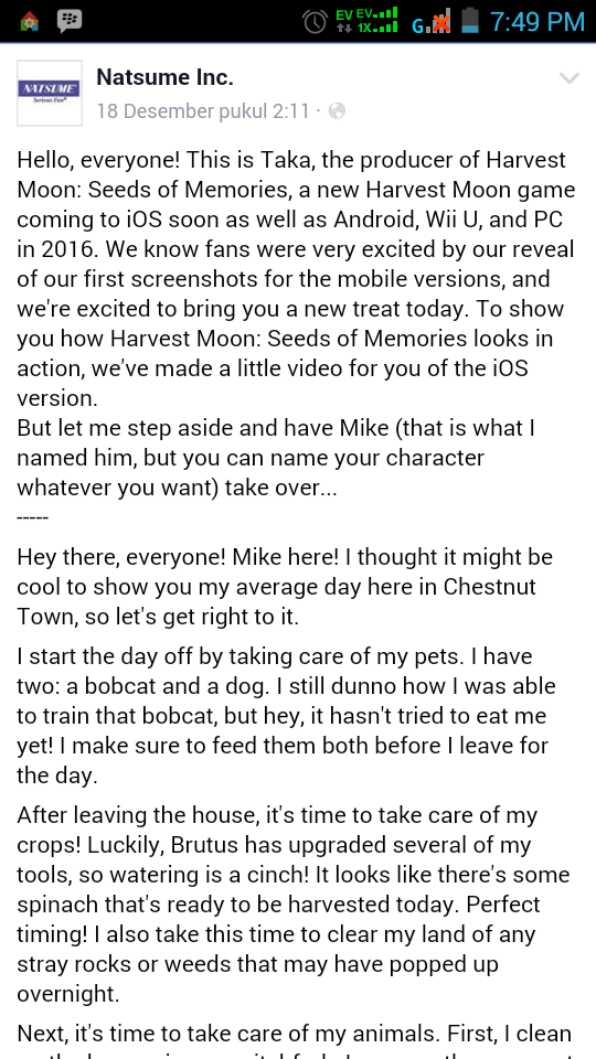 Rilis 2018 Harvest Moon Seed Of Memories