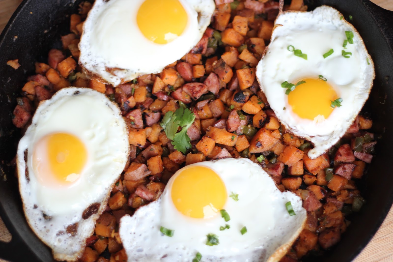 Gluten Free Lite Sweet Potato Hash with Turkey Kielbasa