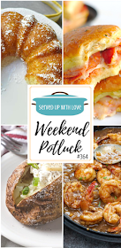 Weekend Potluck featured recipes include Twinkie Bundt Cake, Pepperoni Pizza Sliders, Air Fryer Baked Potatoes, New Orleans BBQ Shrimp, Slow Cooker Queso Chicken Tacos, and so much  more. 