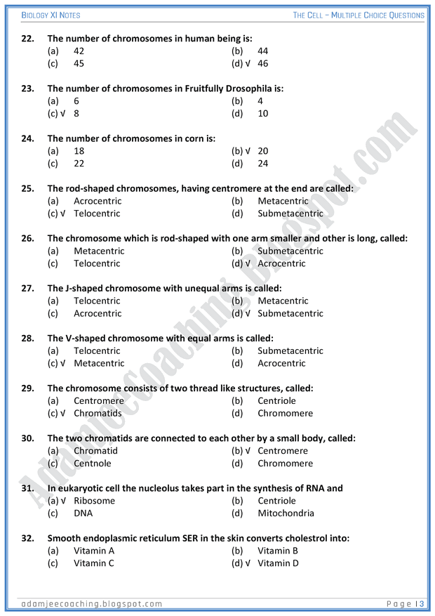 the-cell-mcqs-biology-11th