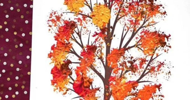 Kindergarten and Mooneyisms: Broccoli Stamped Fall Tree - With Free