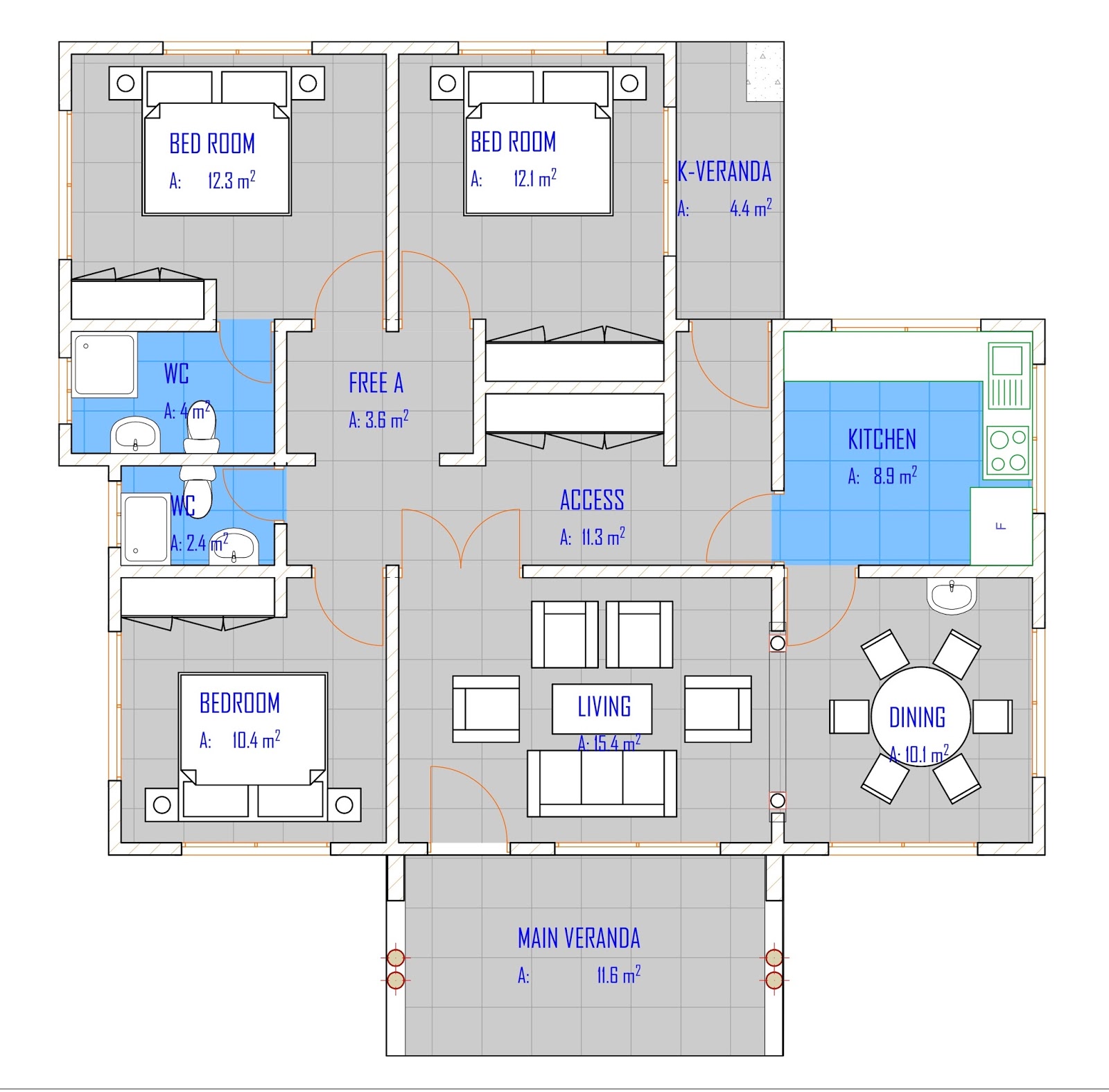3 Bedroom House Plan Hydroform Bricks Id Ma 052