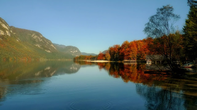 Mountain, Sky in Autumn at Lake Bohinj Slovenia Mountain, Sky in Autumn at Lake Bohinj Slovenia