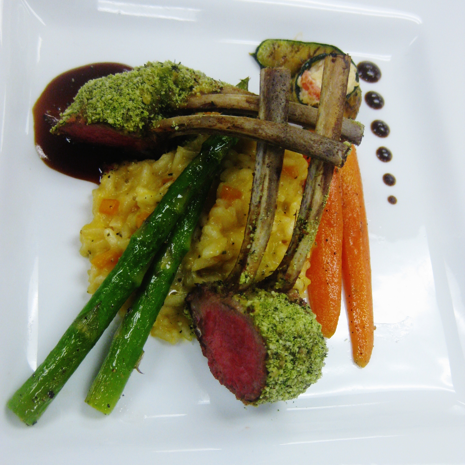 Hazelnut-Crusted Racks of Lamb with Tomato-Olive Ragout