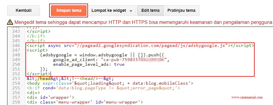 Cara Memasang Iklan Otomatis AdSense di Blogger 3 Cara Memasang Iklan Otomatis AdSense di Blogger 3