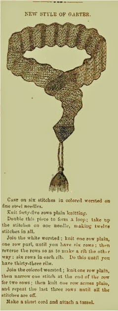Godey's 1862 directions for a "New Style of Garter". Godey's 1862 directions for a "New Style of Garter".