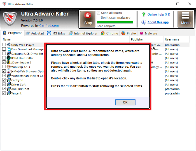 برنامج Ultra Adware Killer