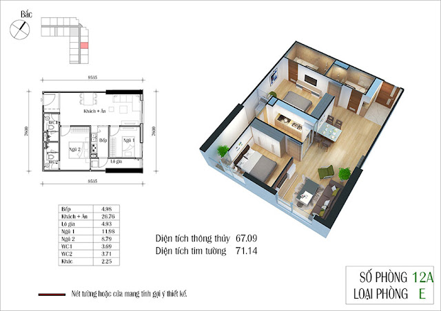Thiết kế căn hộ số 12A tòa CT2 Eco Green City Thiết kế căn hộ số 12A tòa CT2 Eco Green City