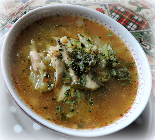 Roast Chicken Soup with Barley, Parsnips and Cabbage