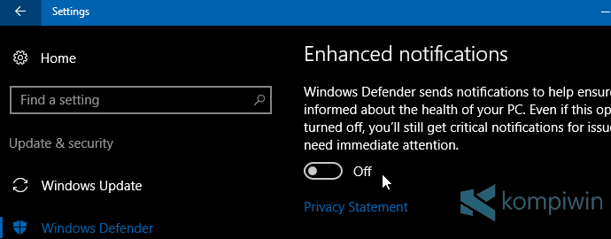 Cara Hilangkan Notifikasi dari Windows Defender 6