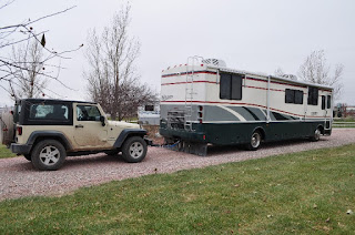 Motorhome towing a Jeep