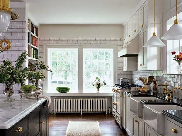 White kitchen with a touch of color