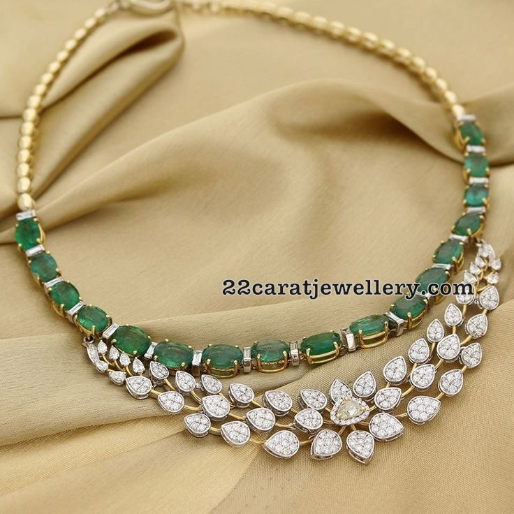 Diamond Emerald Classic Necklaces Jewellery Designs