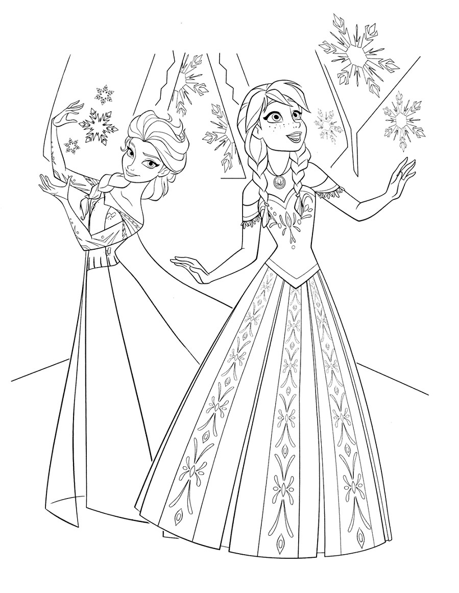 Sketsa Gambar Mewarnai Frozen Elsa dan Anna Terbaru 