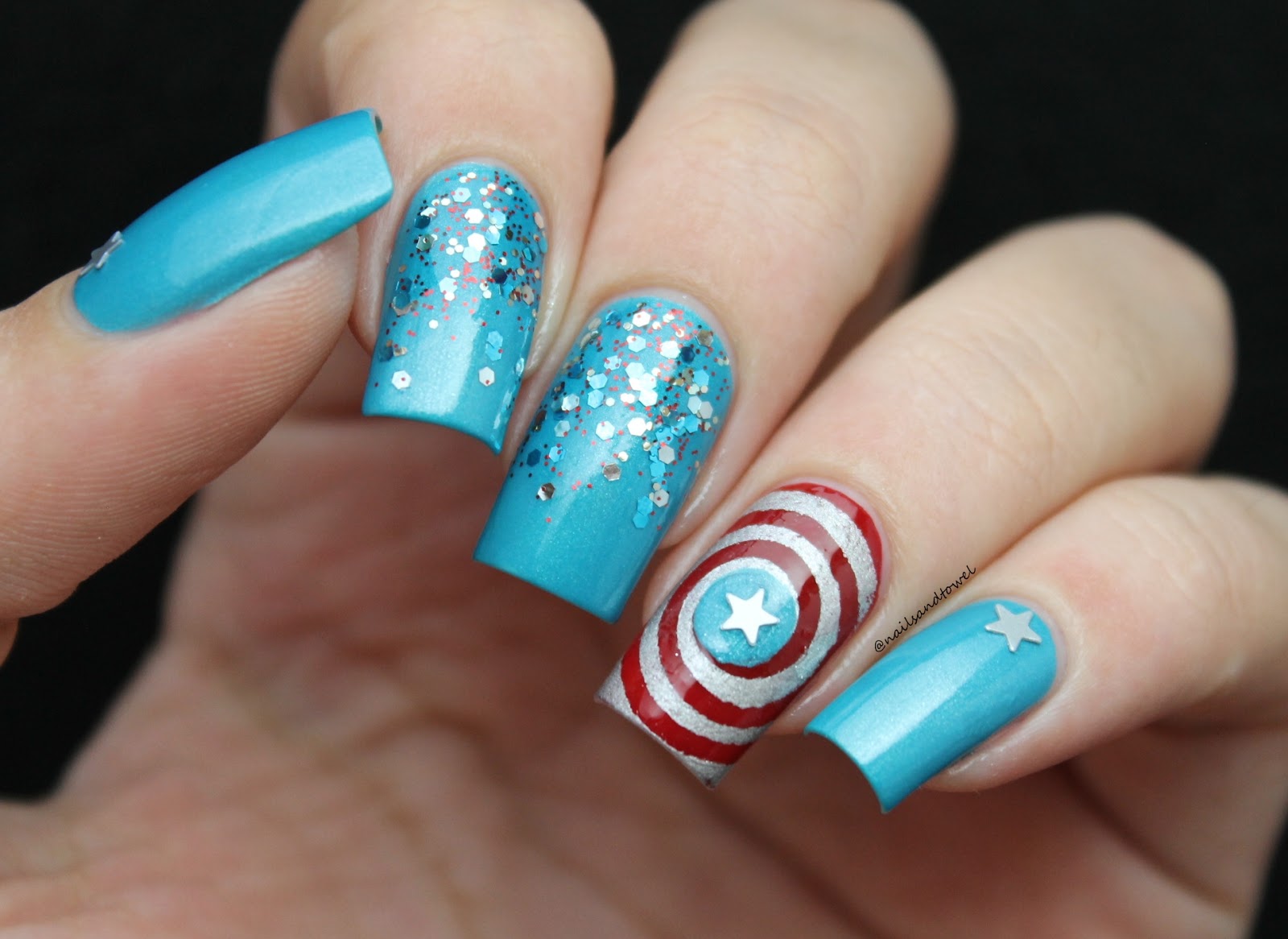 6. "Girly Captain America Nail Designs for Short Nails" - wide 2