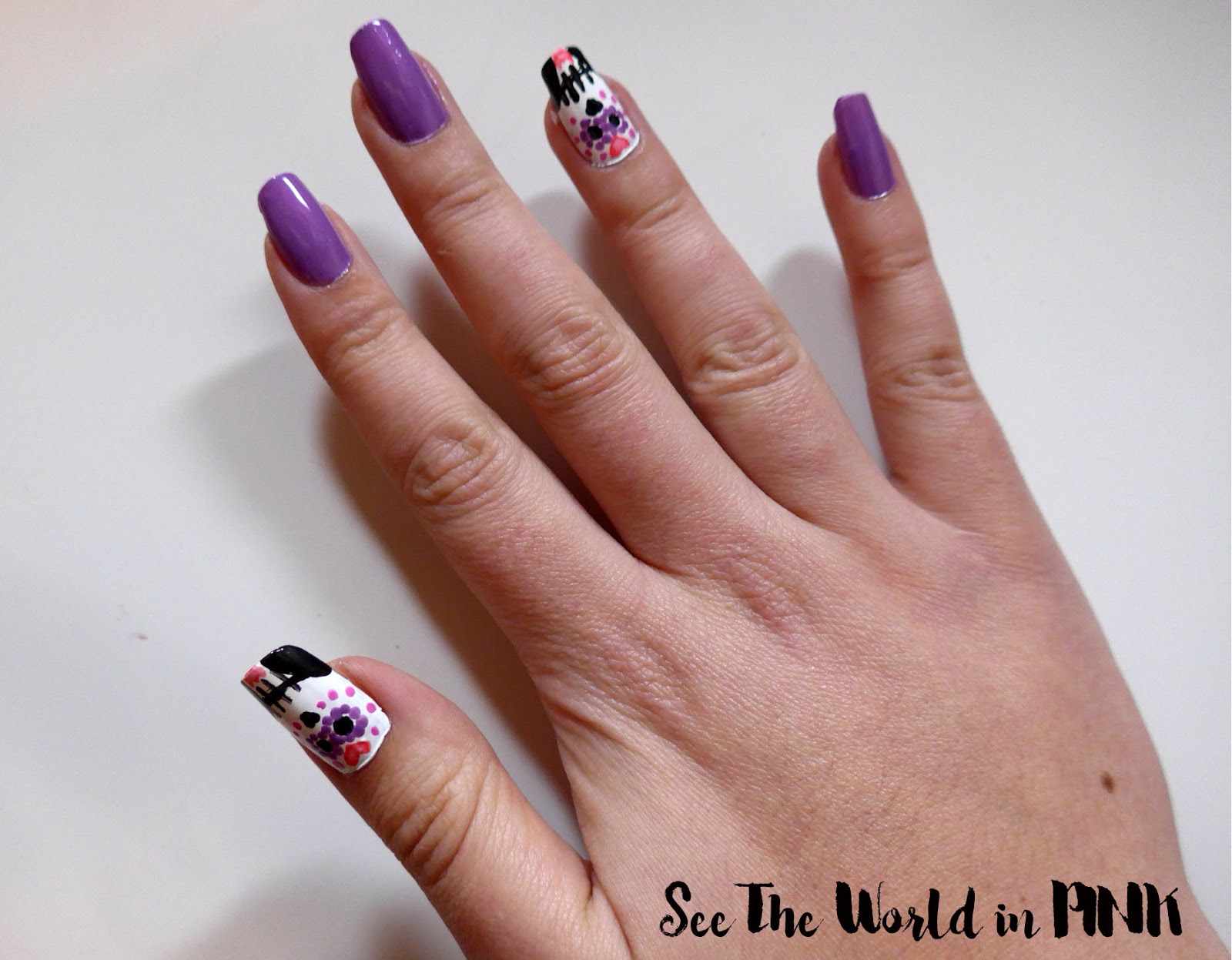Manicure Tuesday - Dia de Muertos Sugar Skull Nails (Day of the Dead) 