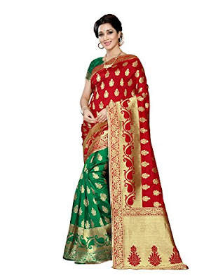 Vatsla Enterprise Women’s Banarasi Cotton Silk Saree With Blouse Piece 