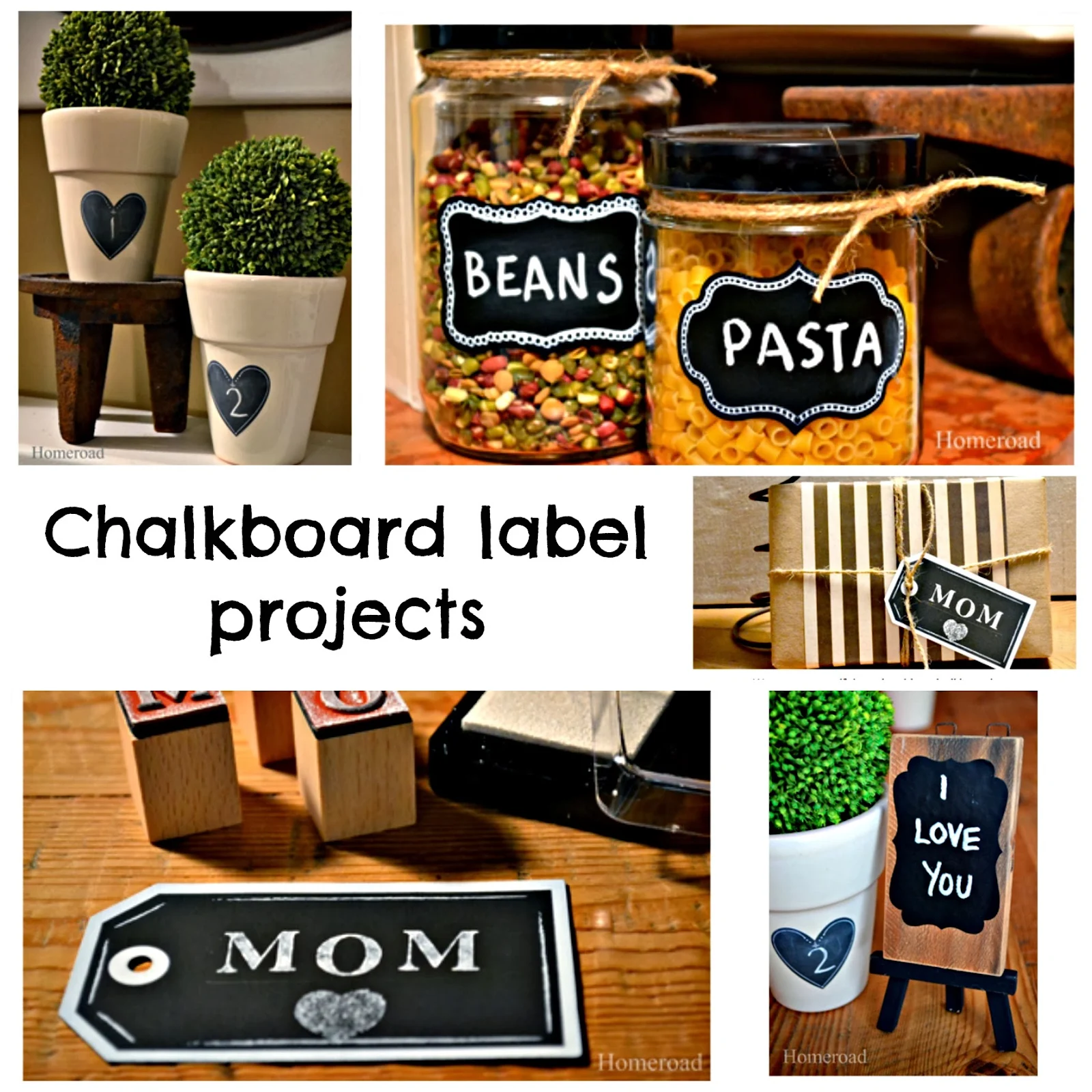 DIY chalkboard labels and banners www.homeroad.net