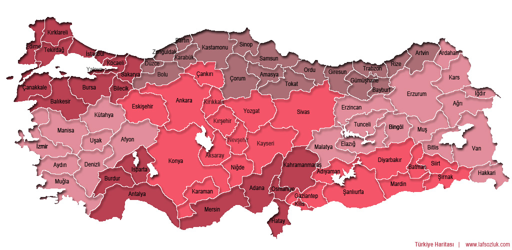 Çeşitli Türkiye İller Bölgeler Haritaları - Laf Sözlük