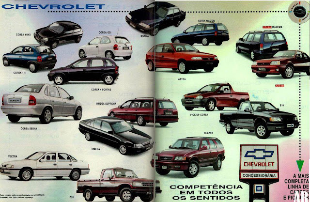 Anúncio com a completa linha da Chevrolet para o ano de 1996.