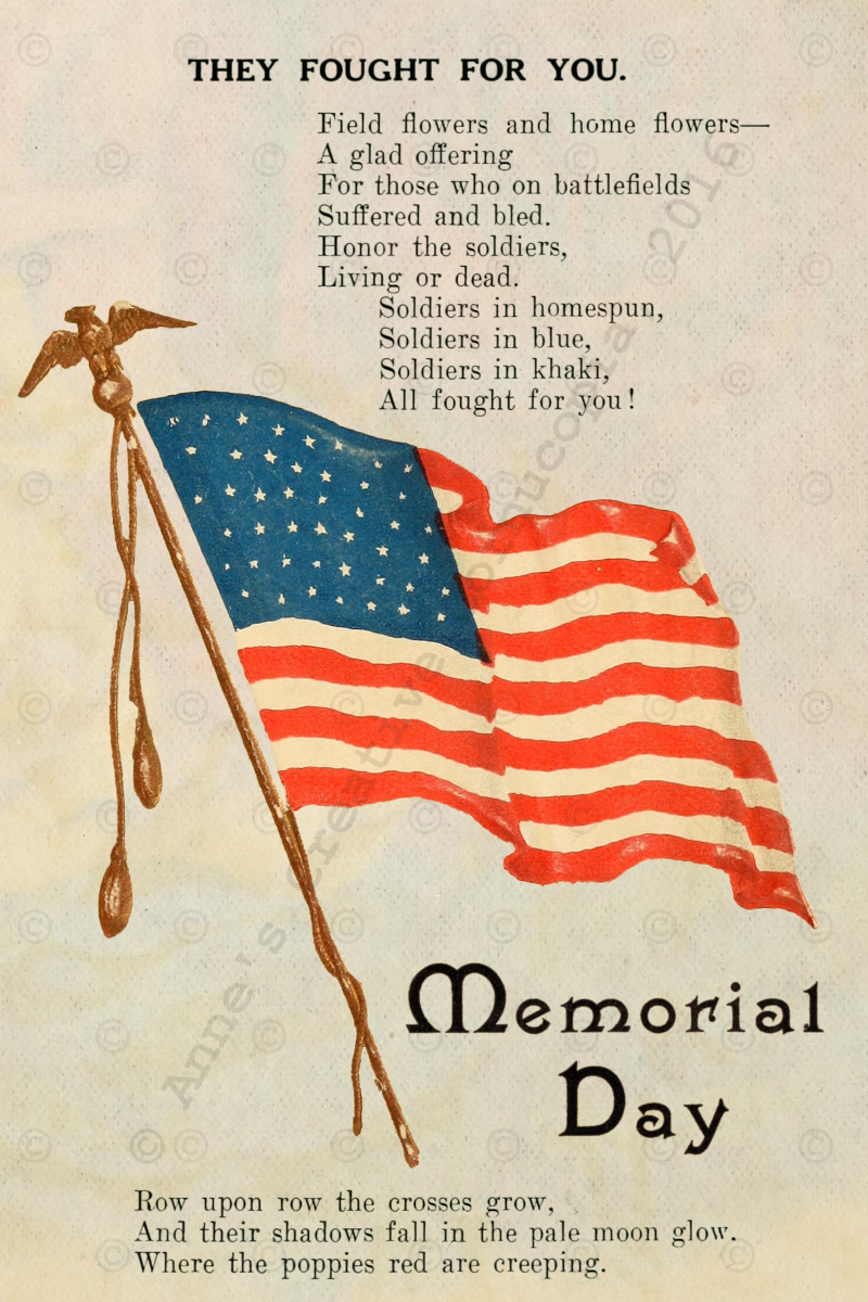 Anne's Creative Cornucopia "They Fought For You Memorial Day" Postcard