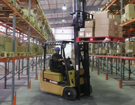 Gudang / Warehouse Dengan Forklift Untuk Handling Stok Barang